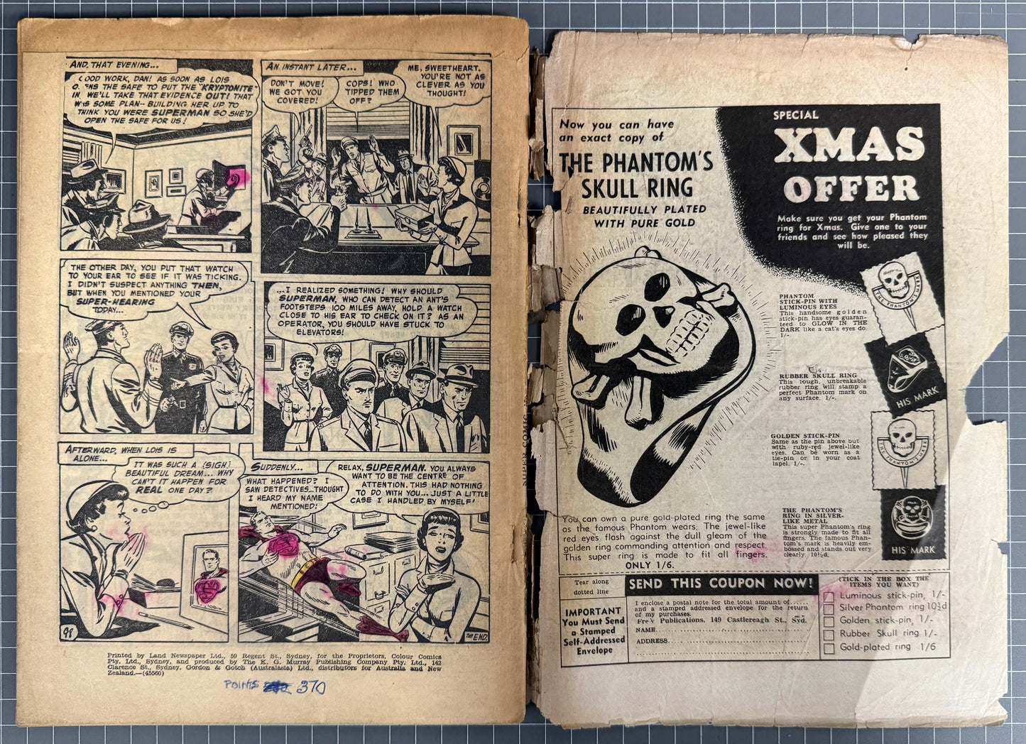 🔑SUPERMAN SUPACOMIC #2 COLOUR COMICS AUSTRALIAN *LOIS LANE #1* PRE-DECIMAL 1958