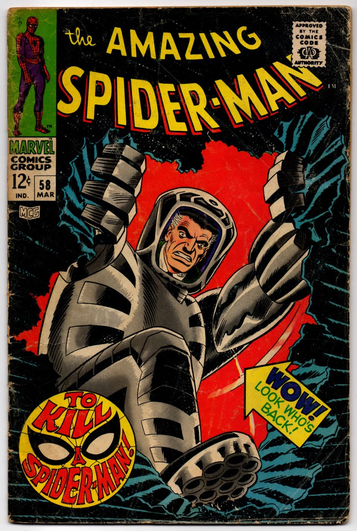 THE AMAZING SPIDER-MAN #58 (MARVEL) COMIC 1968 *JOHN ROMITA SR.* GD+