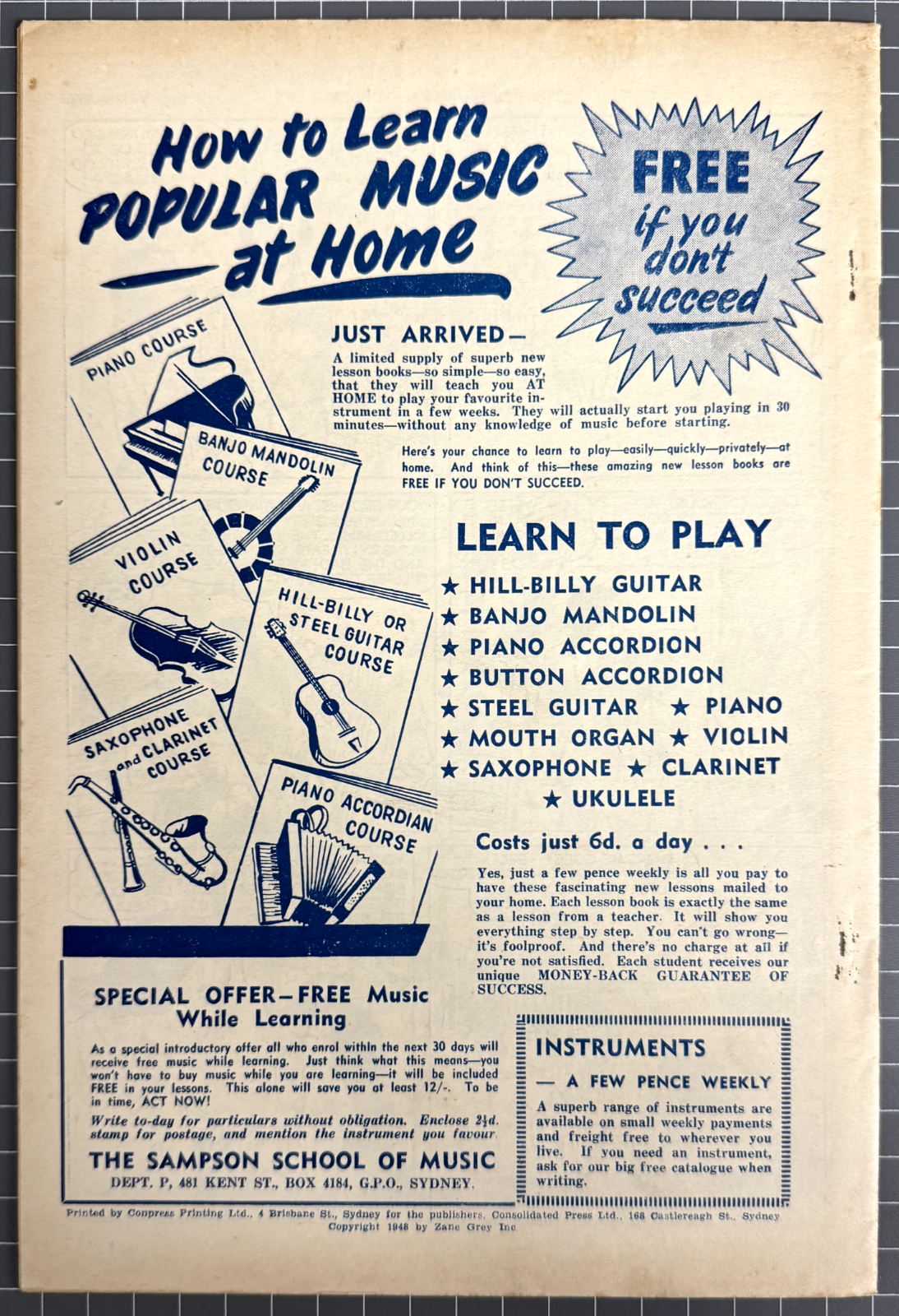 SUPERCOMIC SERIES #28 "ZANE GREY" CONSOLIDATED PRESS AUSTRALIAN PRE-DECIMAL 1950