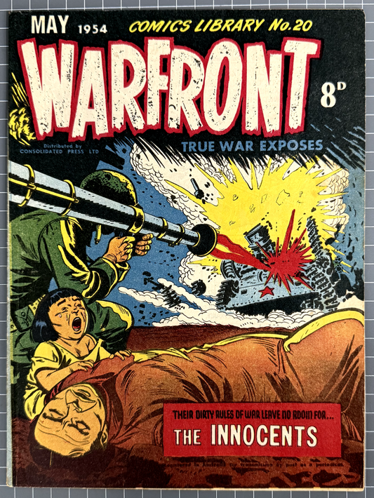 COMICS LIBRARY: WARFRONT #20 RED CIRCLE PRESS AUSTRALIAN PRE-DECIMAL COMIC 1954