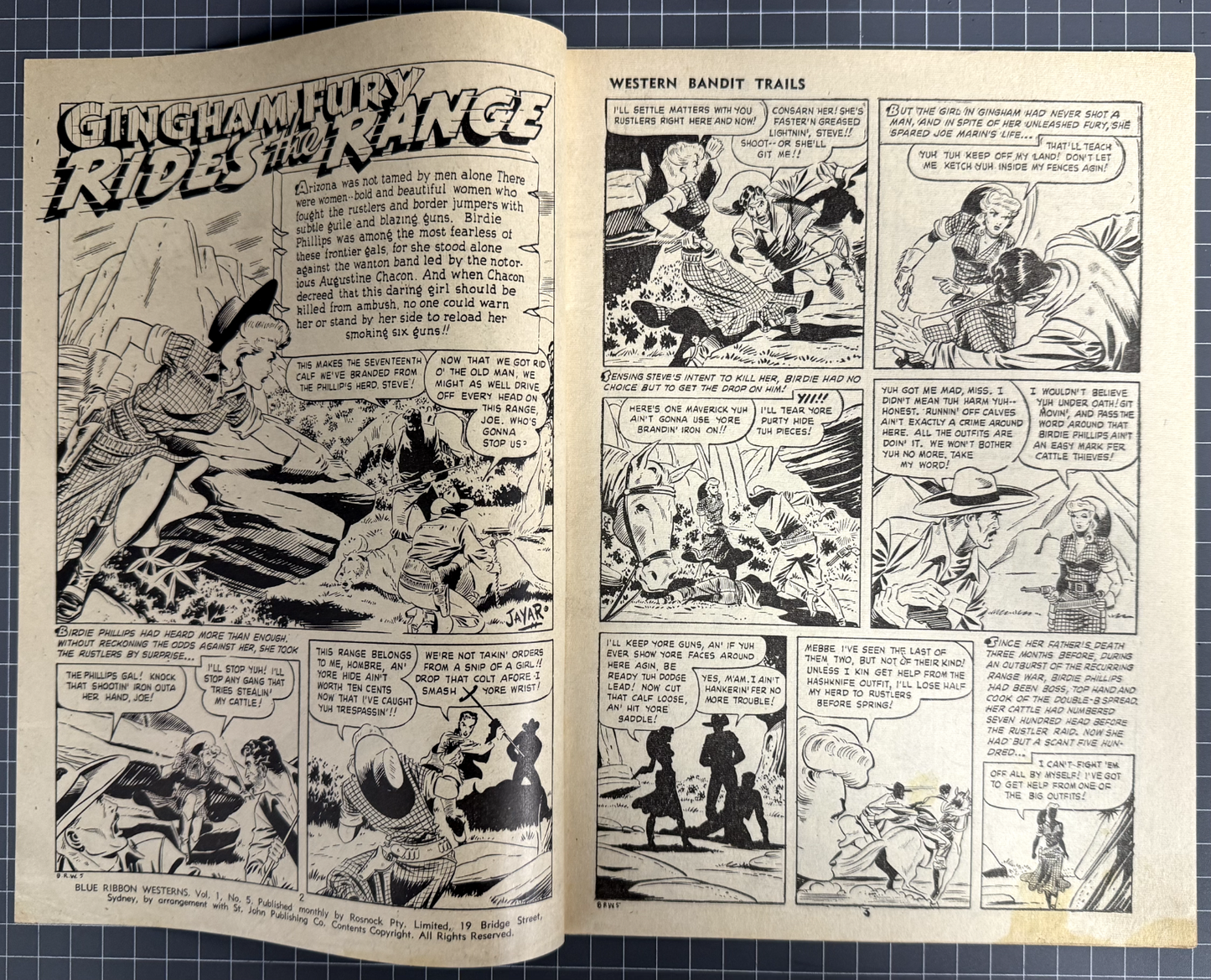 BLUE RIBBON WESTERNS: WESTERN BANDIT TRAILS #5 AUSTRALIAN ROSNOCK COMIC 1950