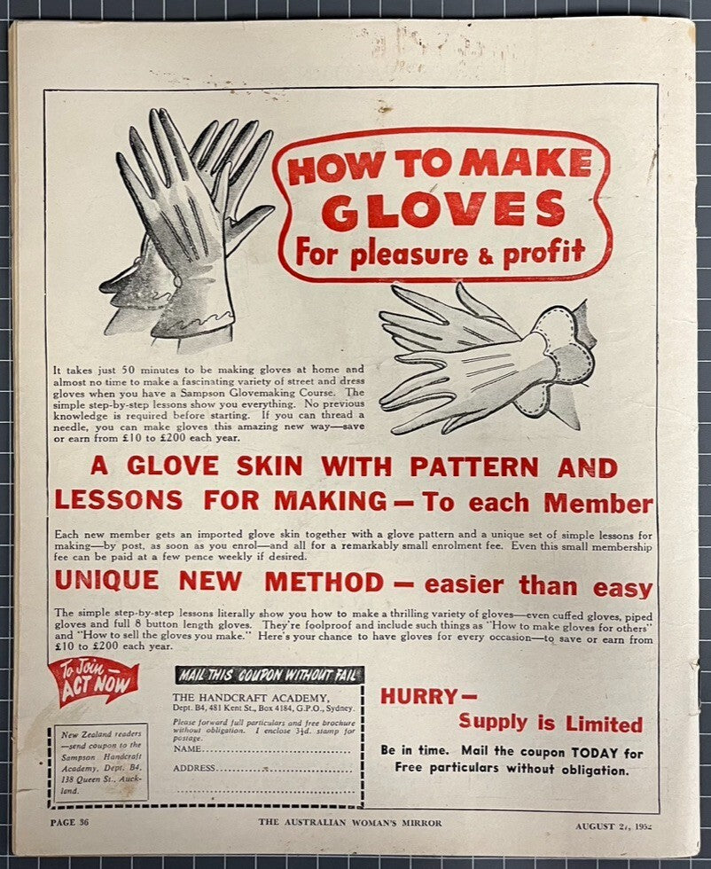 THE AUSTRALIAN WOMAN'S MIRROR VOL. 28 #40 INCLUDES THE PHANTOM COMIC 1952