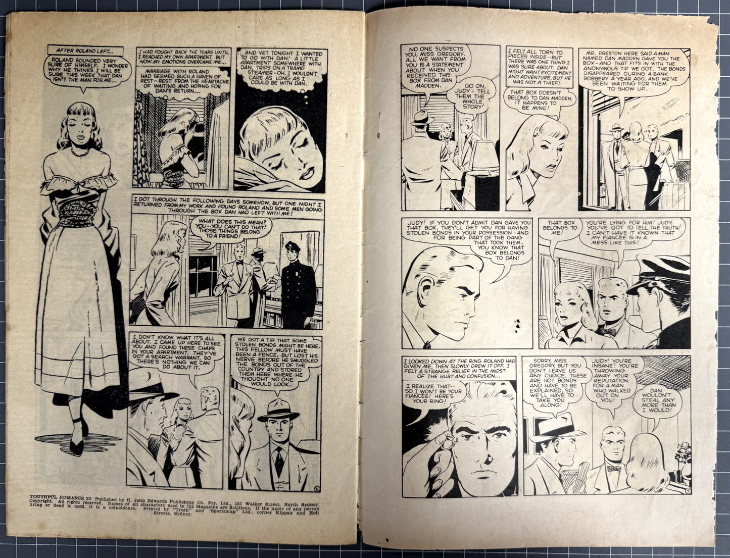 YOUTHFUL ROMANCES #32 H. JOHN EDWARDS PUBLISHING AUSTRALIAN COMIC 1956