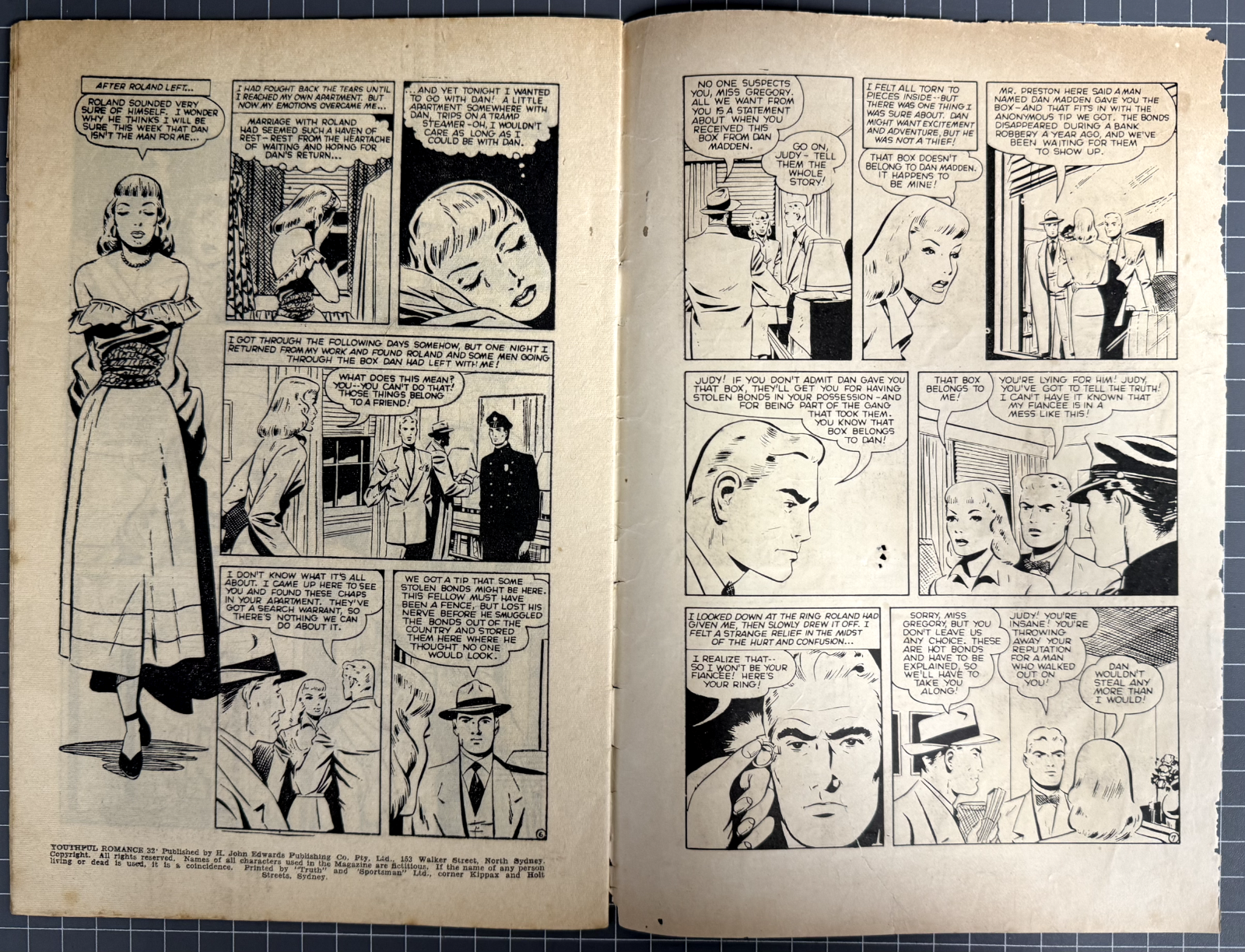 YOUTHFUL ROMANCES #32 H. JOHN EDWARDS PUBLISHING AUSTRALIAN COMIC 1956