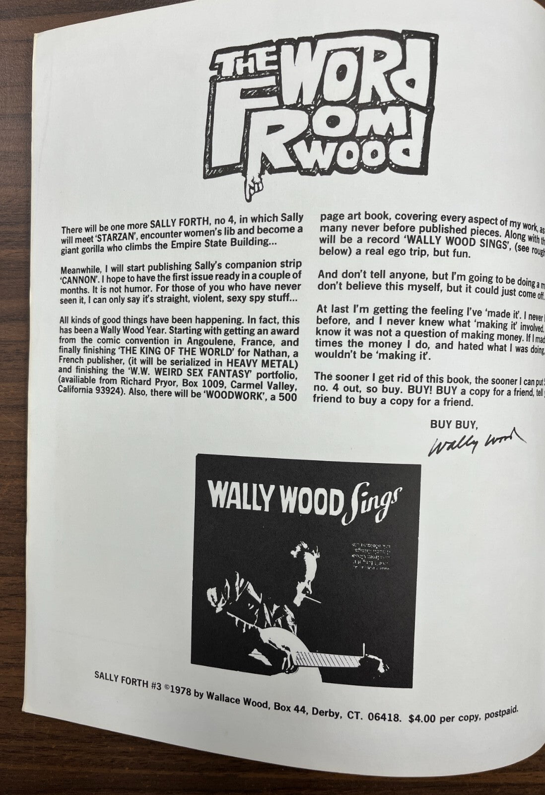 SALLY FORTH #3 BY WALLACE WOOD 1978, 1ST EDITION