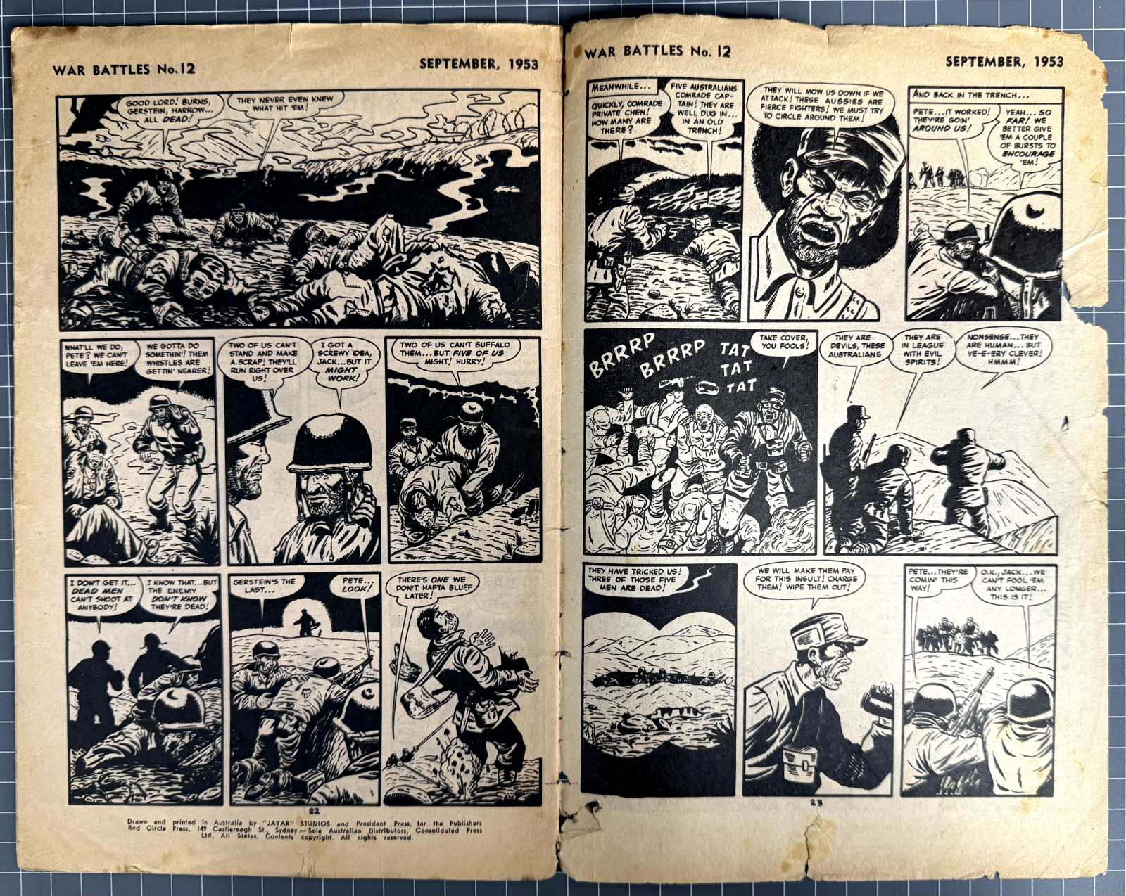 WAR BATTLES #12 RED CIRCLE PRESS AUSTRALIAN PRE-DECIMAL COMIC 1953