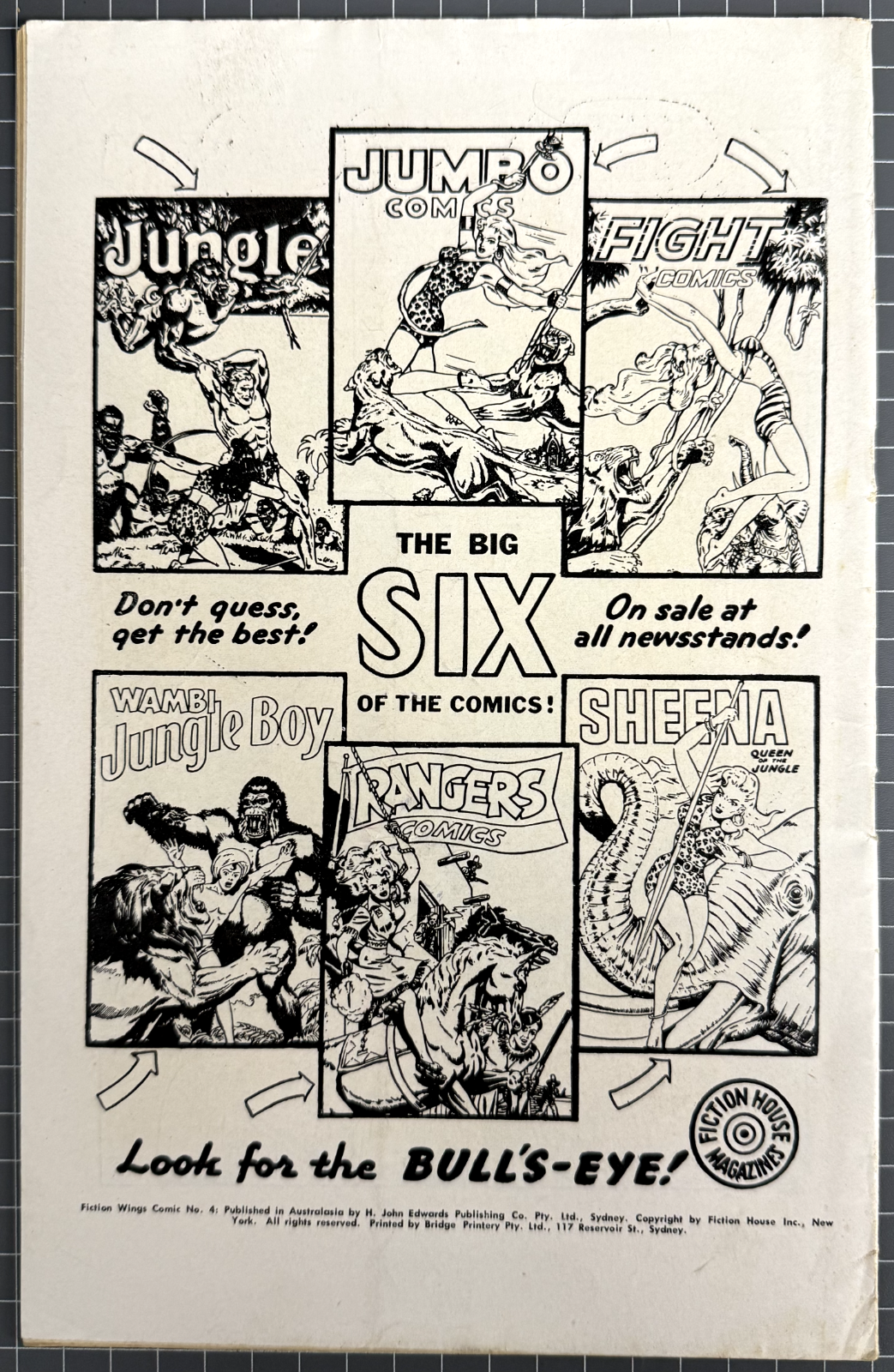 FICTION WINGS COMICS #4 H. JOHN EDWARDS PUBLICATIONS AUSTRALIAN COMIC 1951