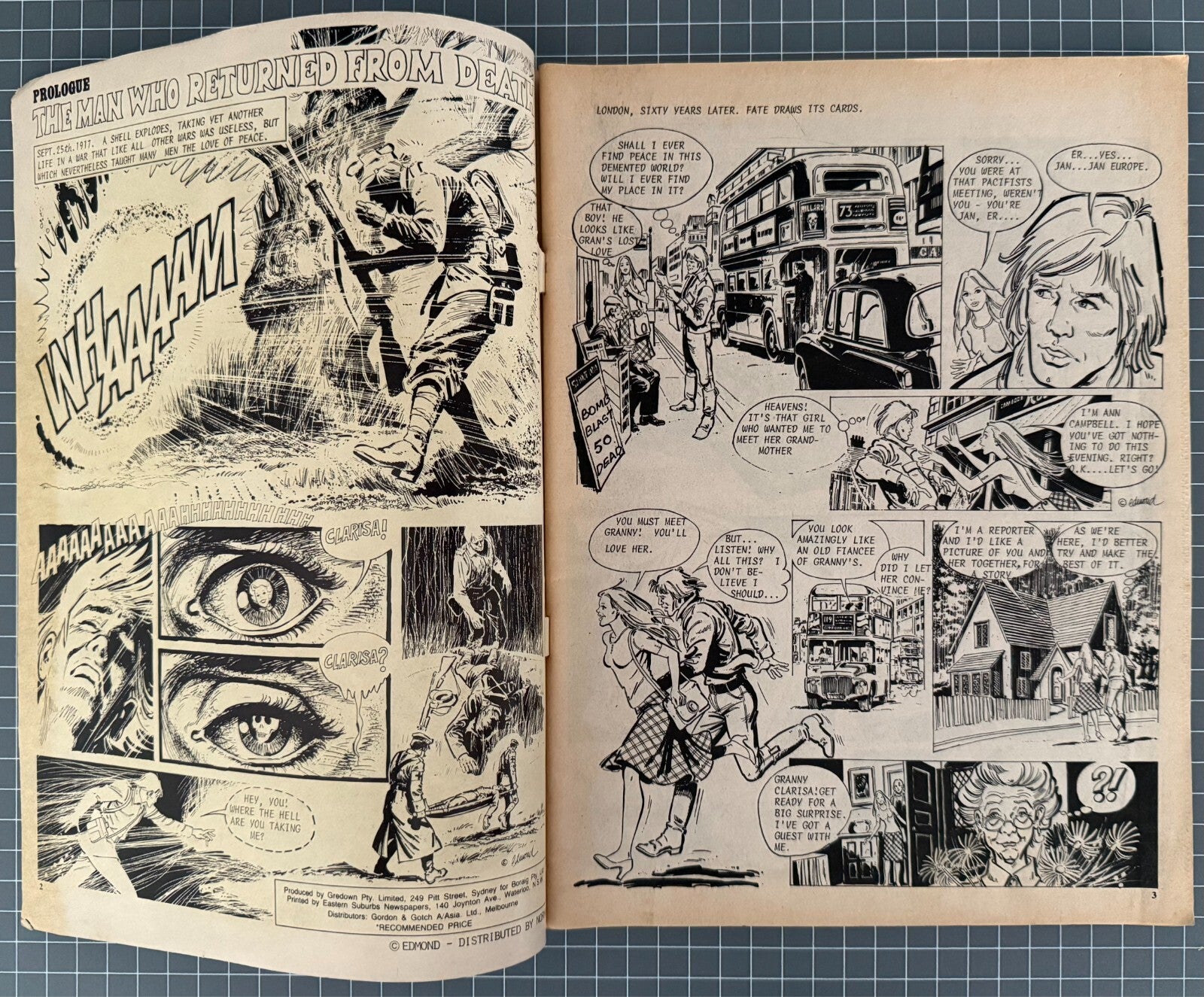 RETURN FROM DEATH JAN EUROPE-TIME TRAVELLER AUSTRALIAN GREDOWN HORROR COMIC 1982