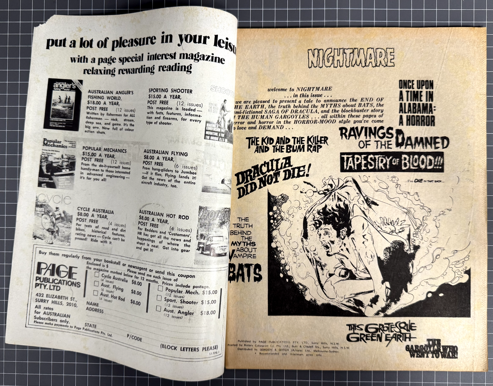 NIGHTMARE #8 AUSTRALIAN PAGE PUBLICATIONS HORROR COMIC 1977