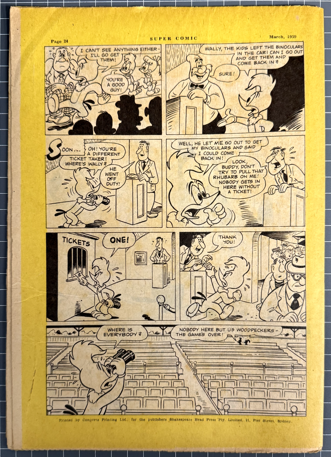 SUPERCOMIC SERIES #125 "WOODY WOODPECKER" SHAKESPEARE HEAD PRESS AUSTRALIAN 1959