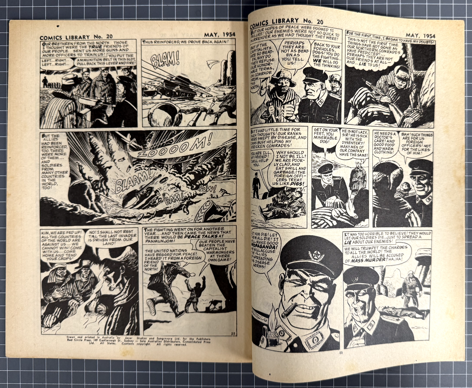 COMICS LIBRARY: WARFRONT #20 RED CIRCLE PRESS AUSTRALIAN PRE-DECIMAL COMIC 1954