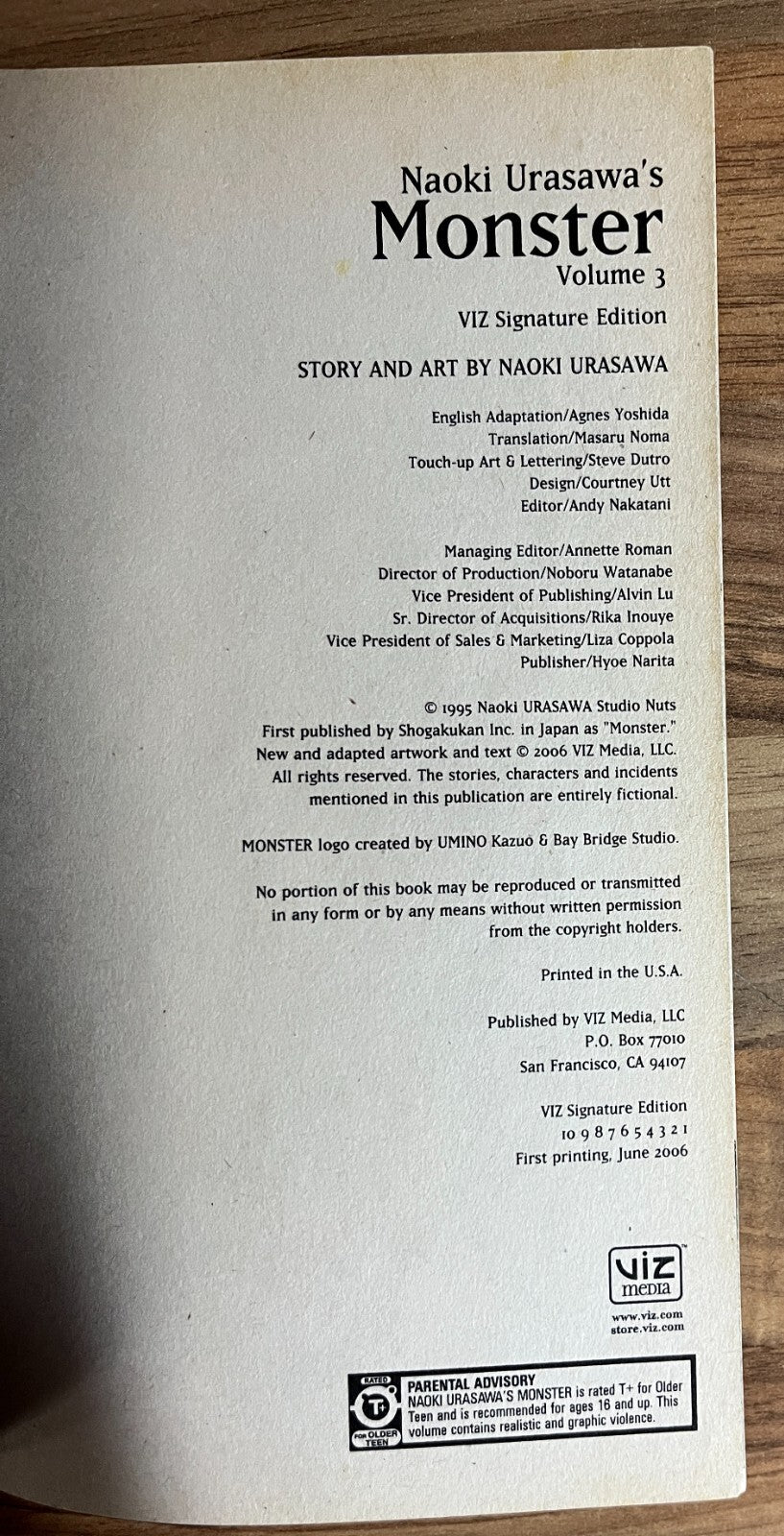 NAOKI URASAWA'S MONSTER VOL. 1-3 FROM JAPAN'S MASTER OF SUSPENSE, 1st/1st , 2006