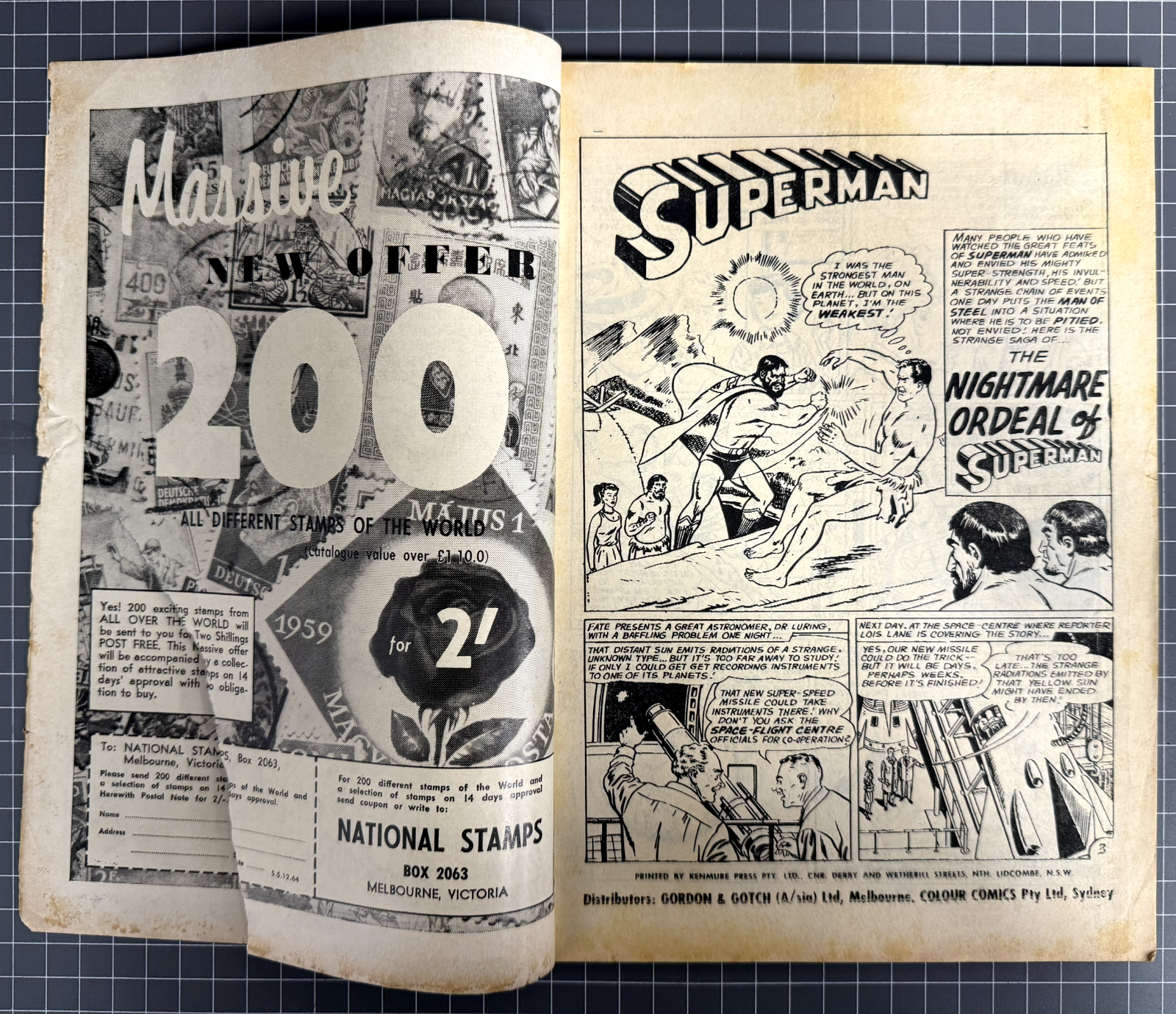 SUPERMAN SUPACOMIC #64 COLOUR COMICS AUSTRALIAN DC PRE-DECIMAL 1964