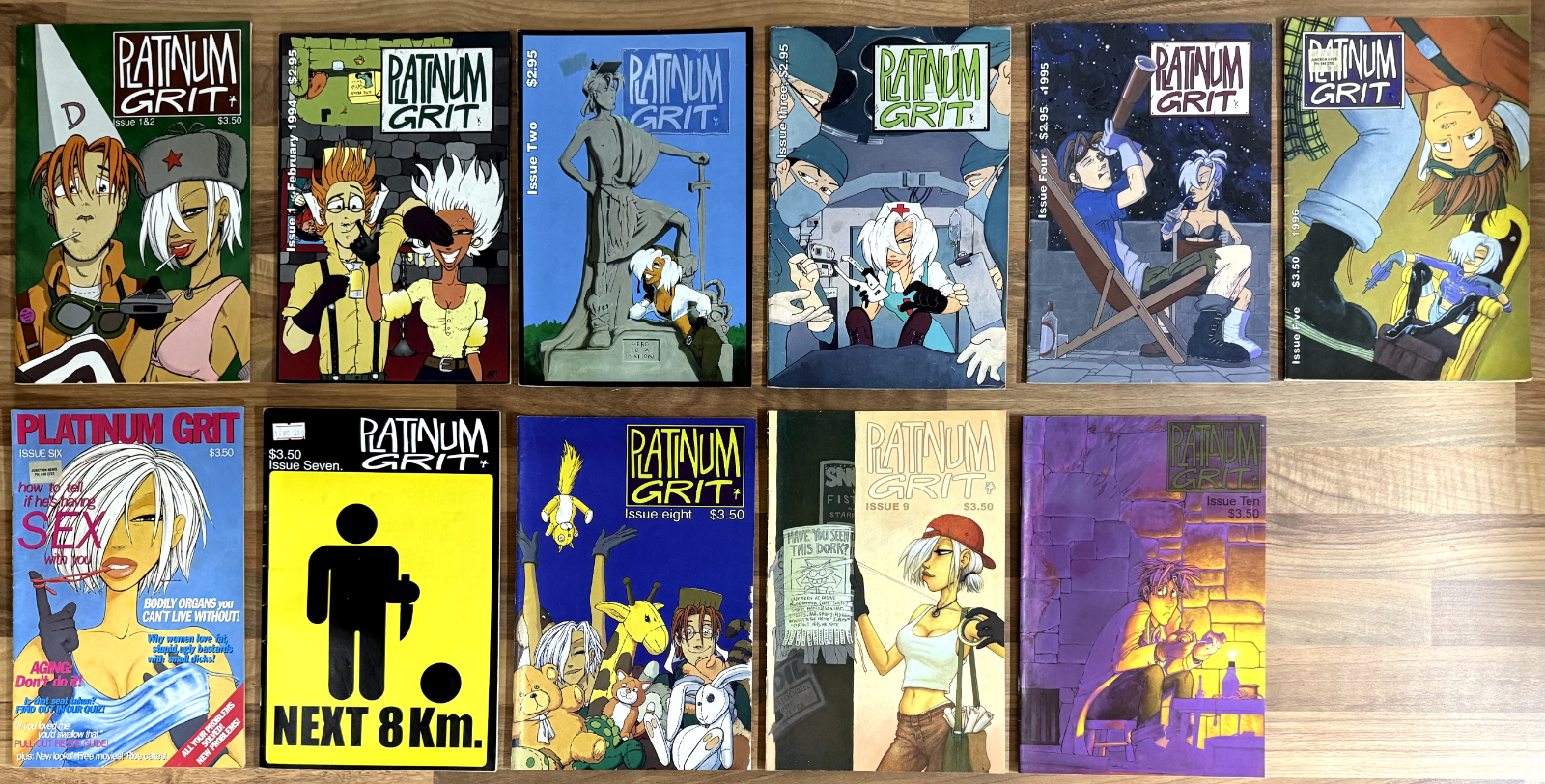 11 x PLATINUM GRIT #1 & 2, #1-10 COMPLETE SET/RUN AUSTRALIAN COMICS 1990's