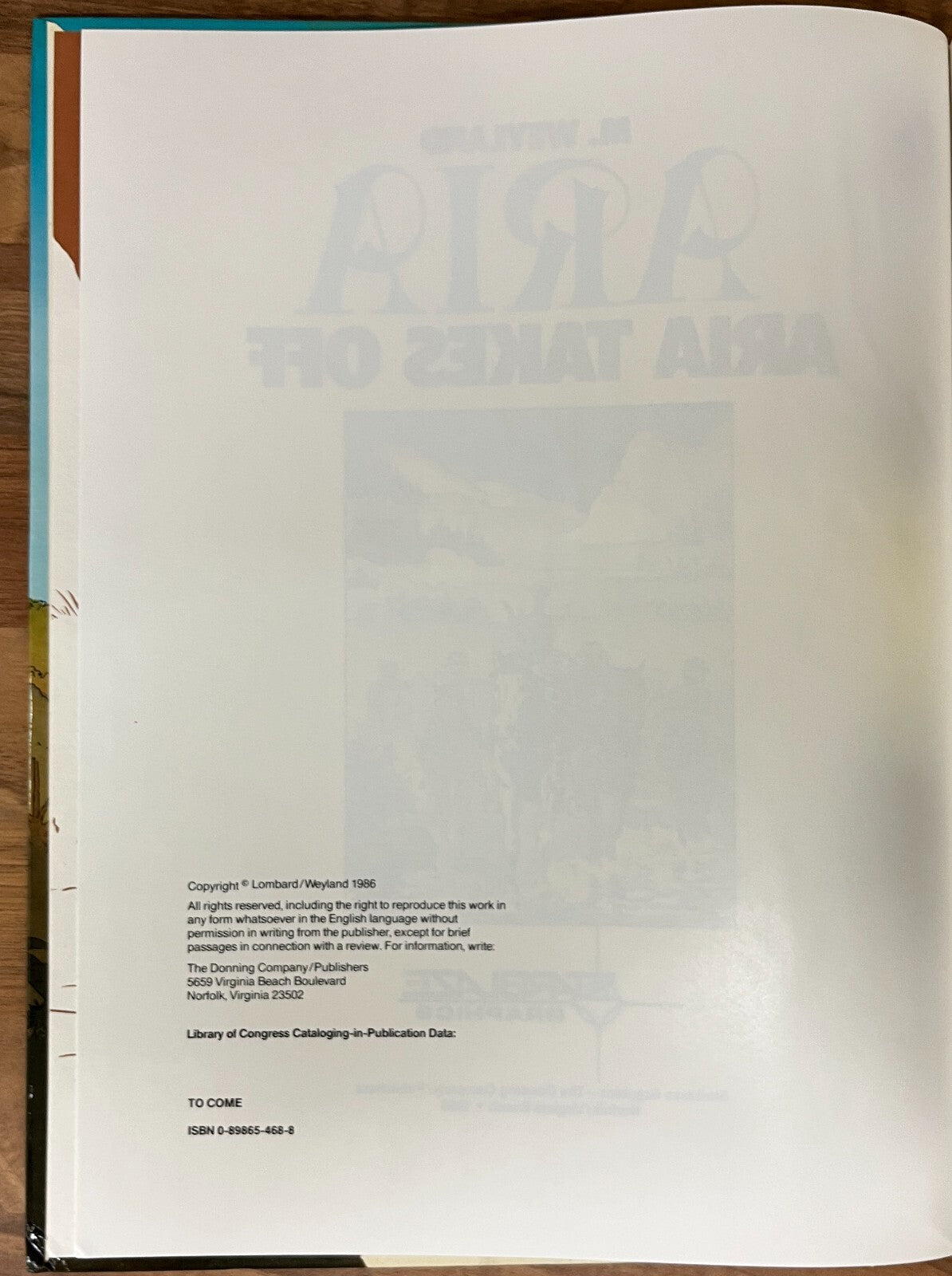 ARIA TAKES OFF #1 BY M. WEYLAND FIRST EDITION 1986 HARDCOVER  STARBLAZE GRAPHICS