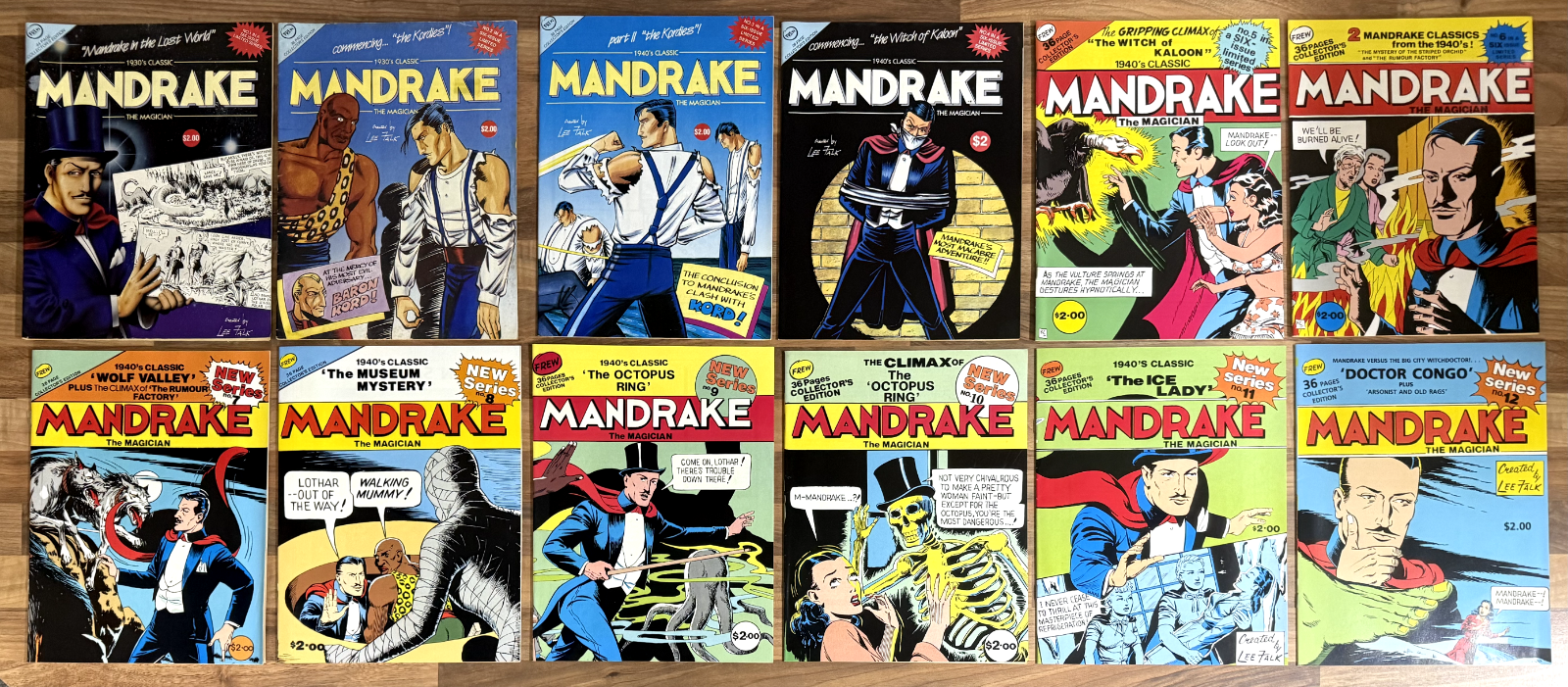 12 X MANDRAKE THE MAGICIAN COMIC/MAGAZINE (FREW) - COMPLETE SET - 1990-1991