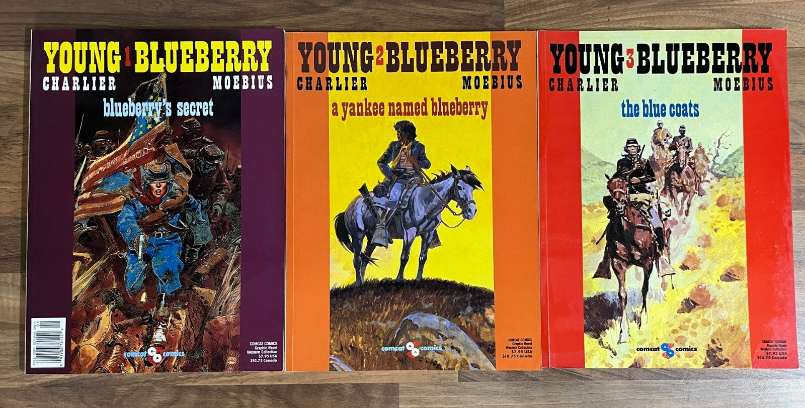 YOUNG BLUEBERRY VOL. 1-3,  SECRET,  YANKEE, BLUE COATS BY CHARLIER & MOEBIUS 1ST