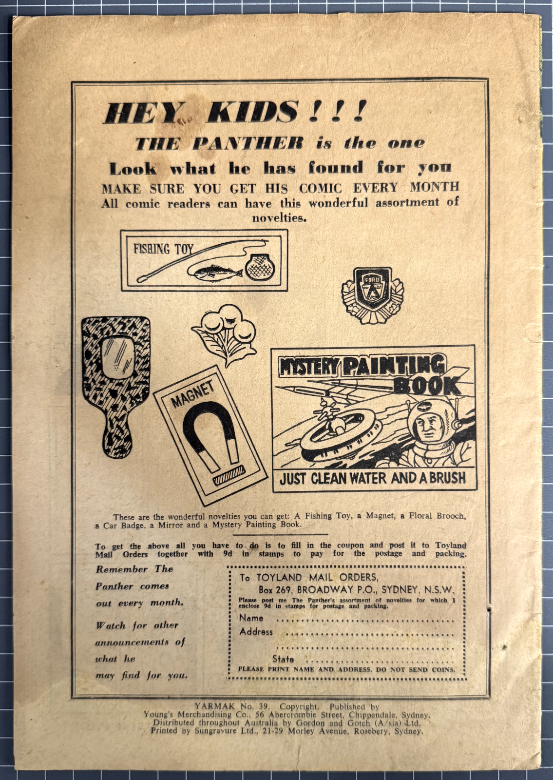 YARMAK JUNGLE KING COMIC #39 YOUNG'S MERCHANDISING AUSTRALIAN PRE-DECIMAL 1953