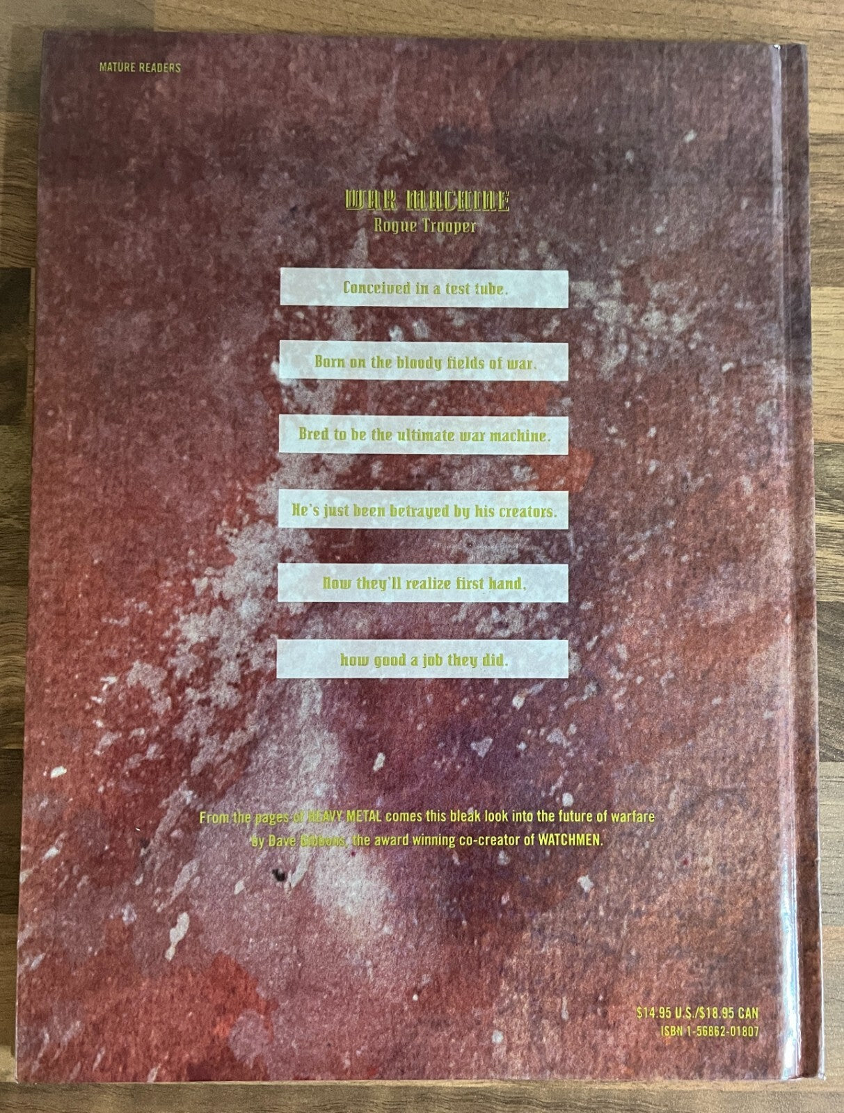 WAR MACHINE DAVE GIBBONS & WILL SIMPSON 1993, 1ST EDITION HARDCOVER + ISBN ERROR