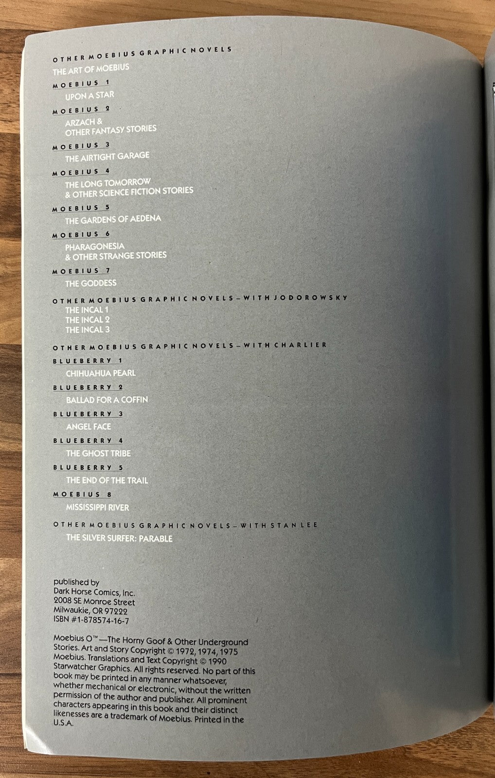 Moebius 0 The Horny Goof & Other Underground Stories J. Giraud 1990, Dark Horse