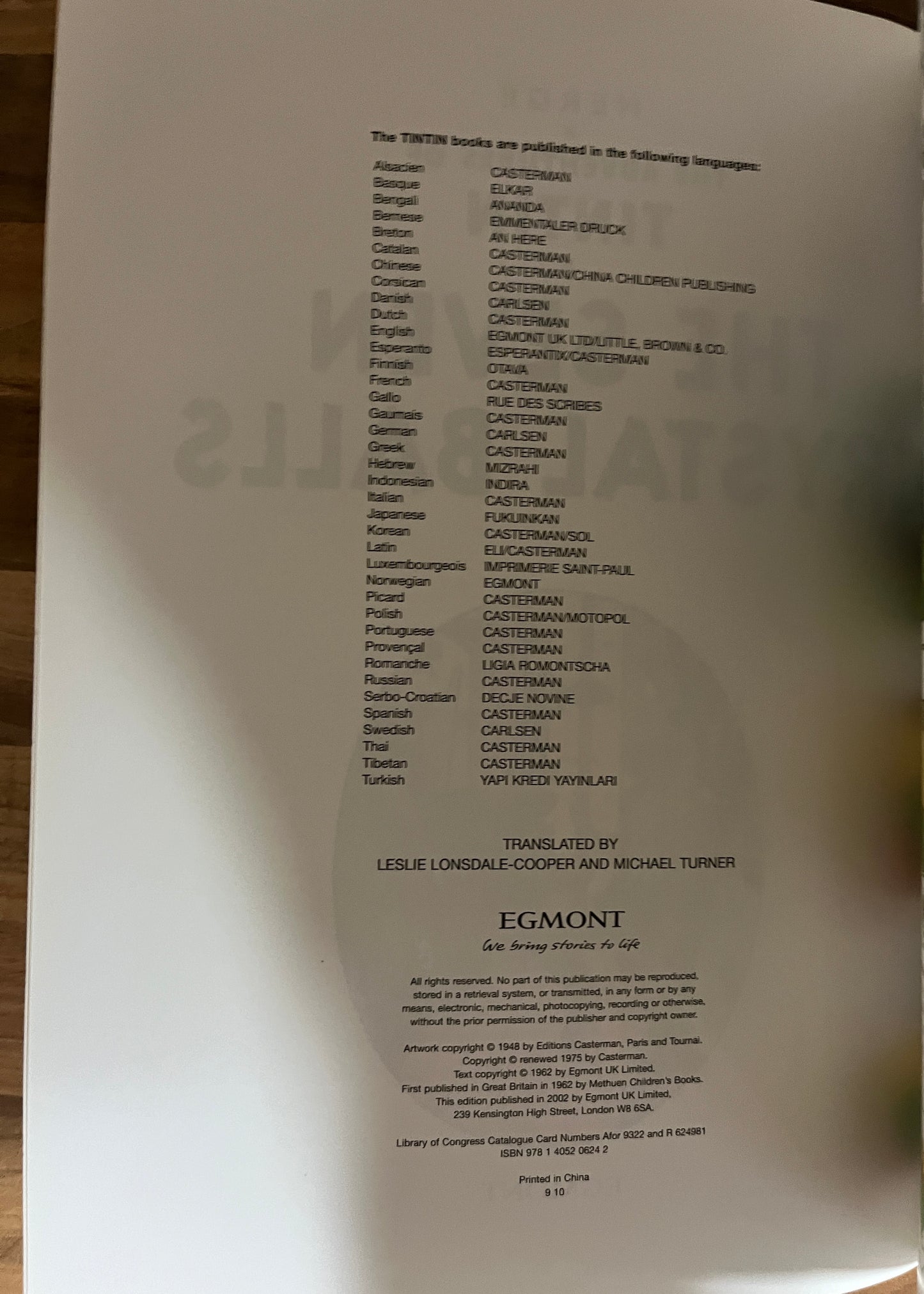 The Adventures of Tintin - The Seven Crystal Balls by Herge ( Egmont, 2002)