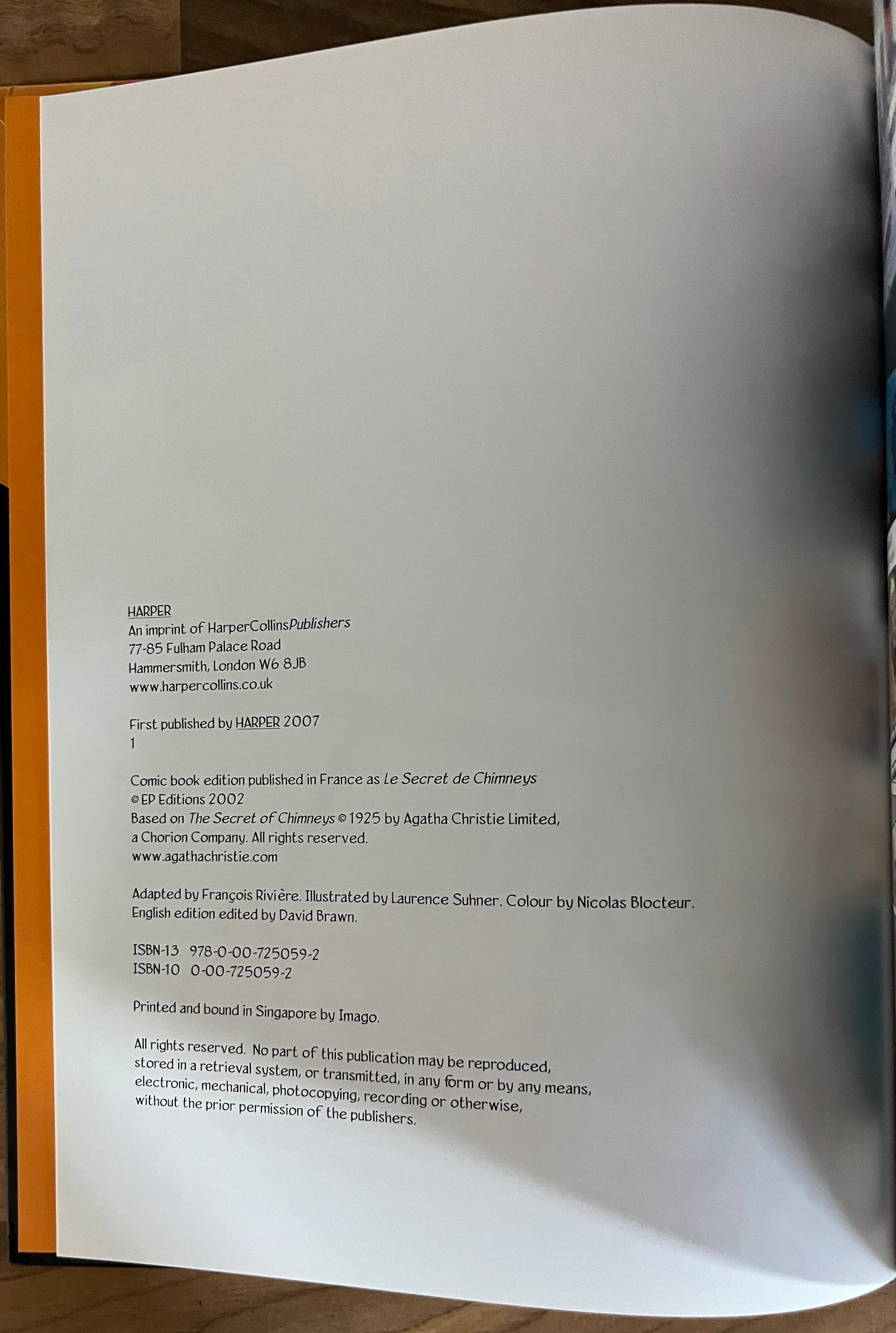 Agatha Christie: The Secret of Chimneys Graphic Novel Adapted by Francois Riviere, Illus. Laurence Suhner