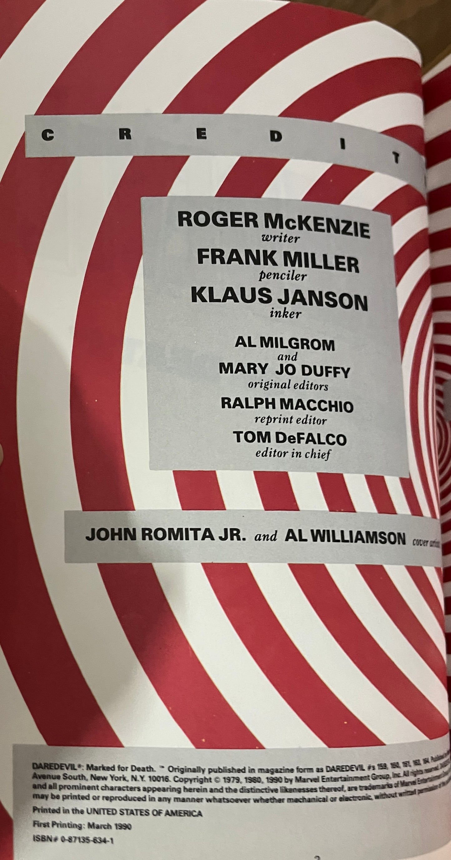 Daredevil: Marked for Death  Graphic Novel by Roger McKenzie, Frank Miller March 1990