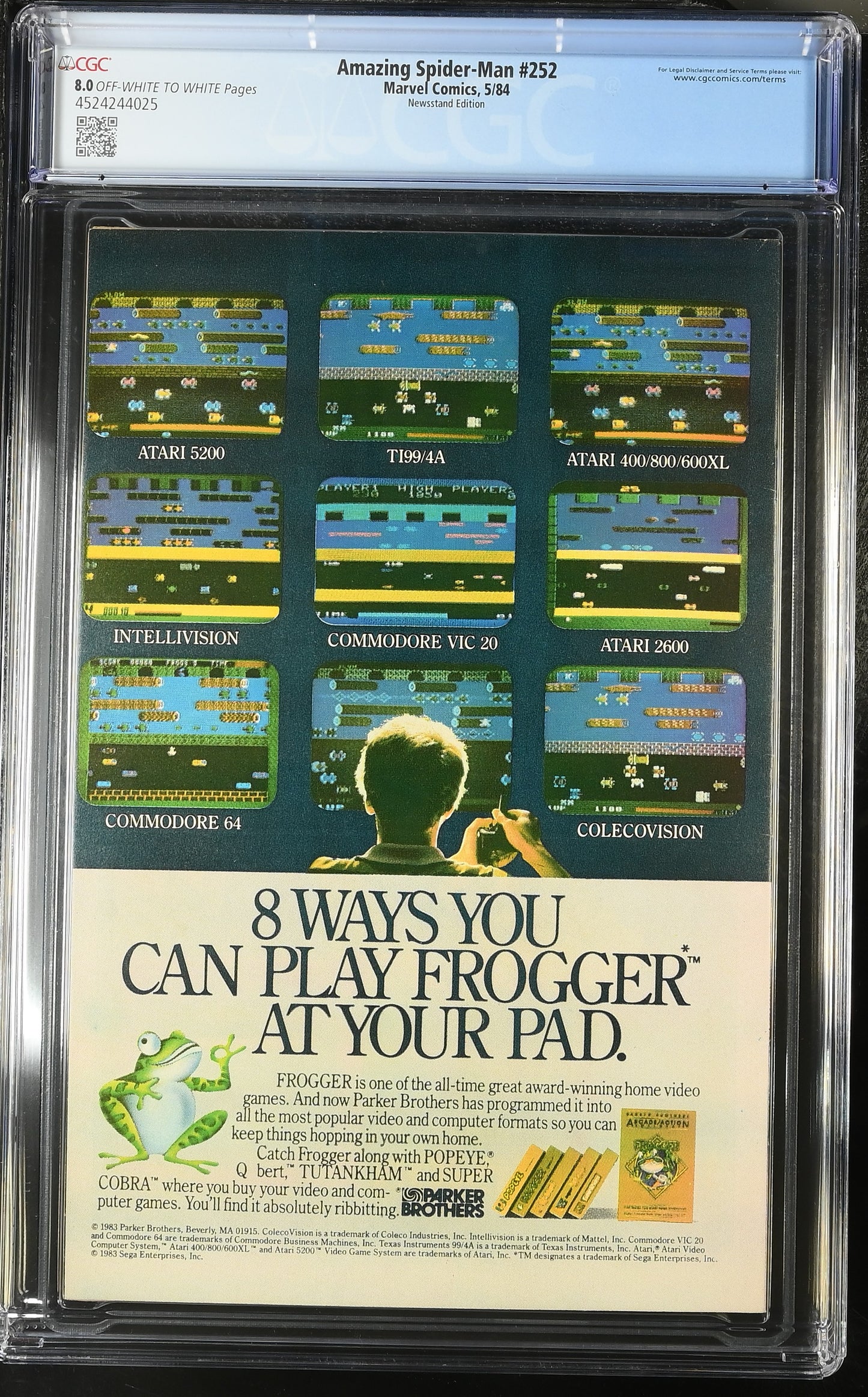 π THE AMAZING SPIDER-MAN #252 CGC 8.0 NEWSSTAND MARVEL COMIC 1ST BLACK COSTUME 1984