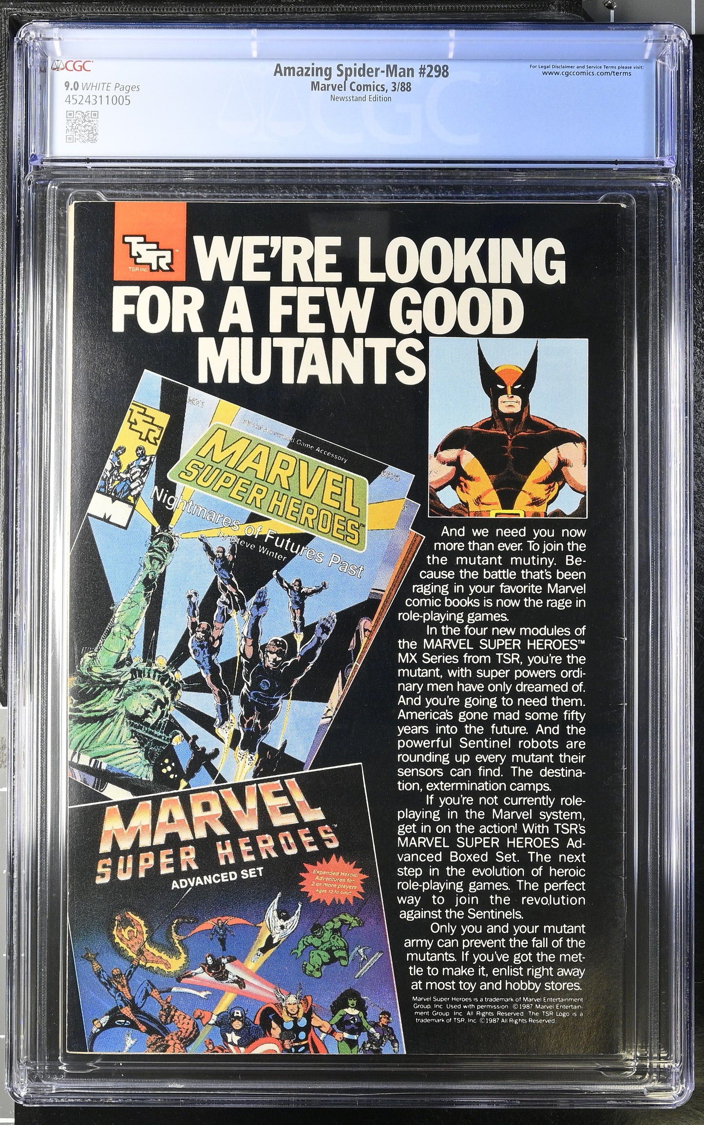 π AMAZING SPIDER-MAN #298 CGC 9.0 NEWSSTAND MARVEL TODD MCFARLANE COMIC 1988