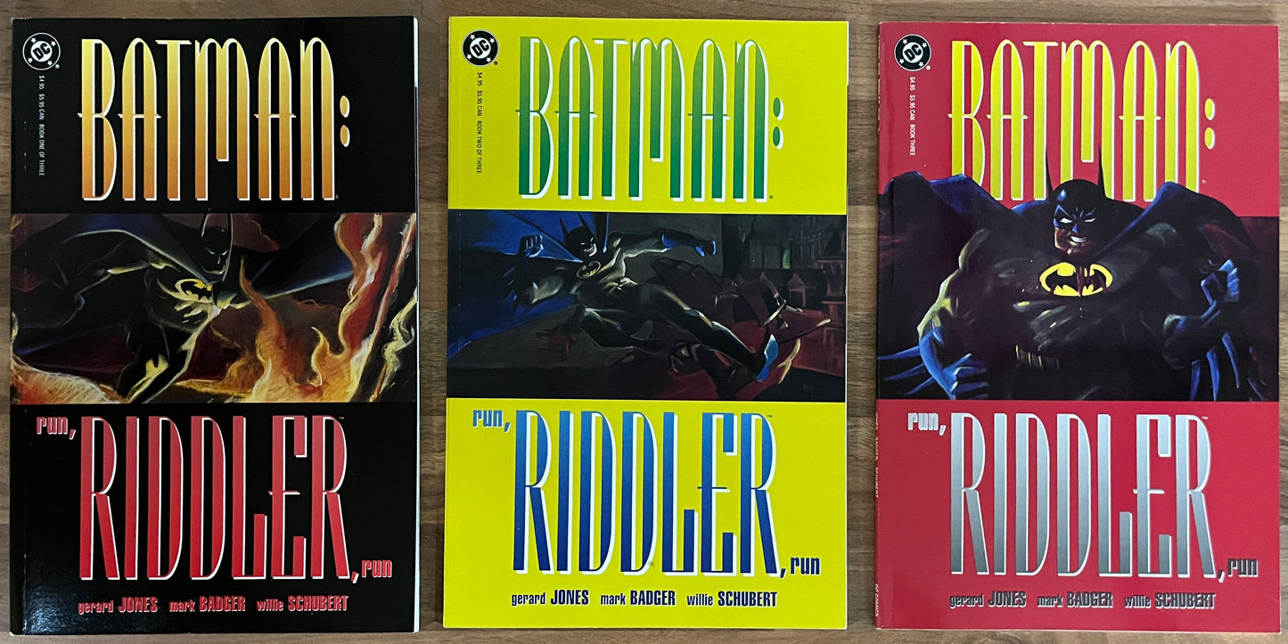 Batman: Run, Riddler, Run, #1, 2, 3 Complete Set by Jones, Badger, Schubert