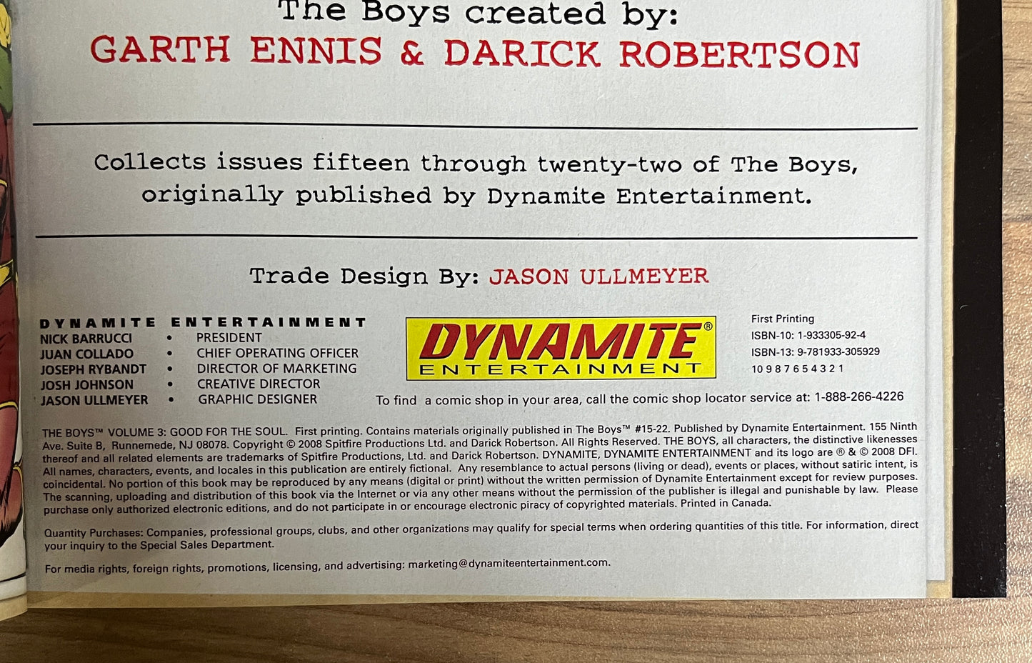 The Boys: Volume Three GOOD FOR THE SOUL by Garth Ennis & Darick Robertson