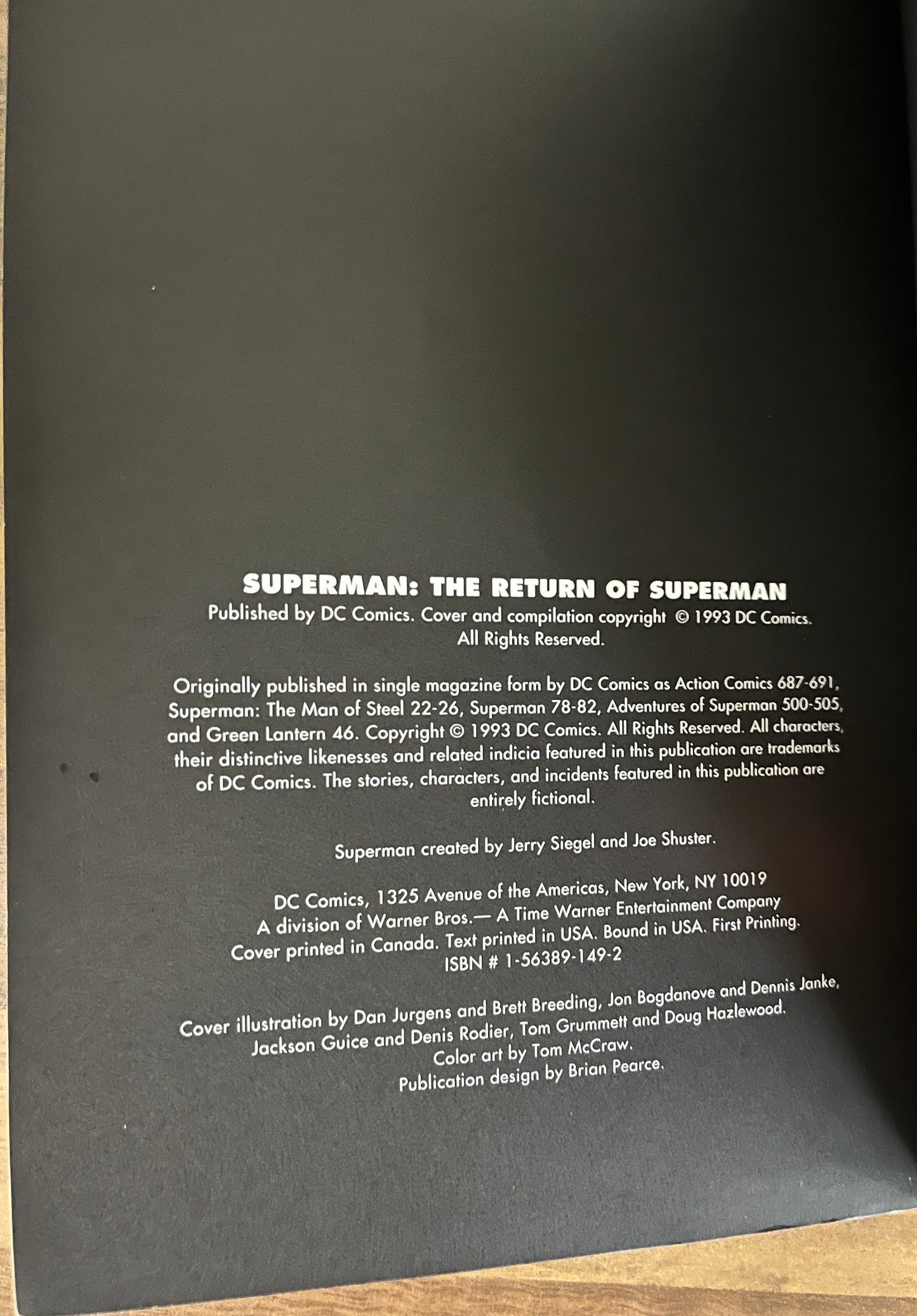 Superman: The Return of Superman Comic Book TPB - Dan Jurgens, L. Simonson et al 1993