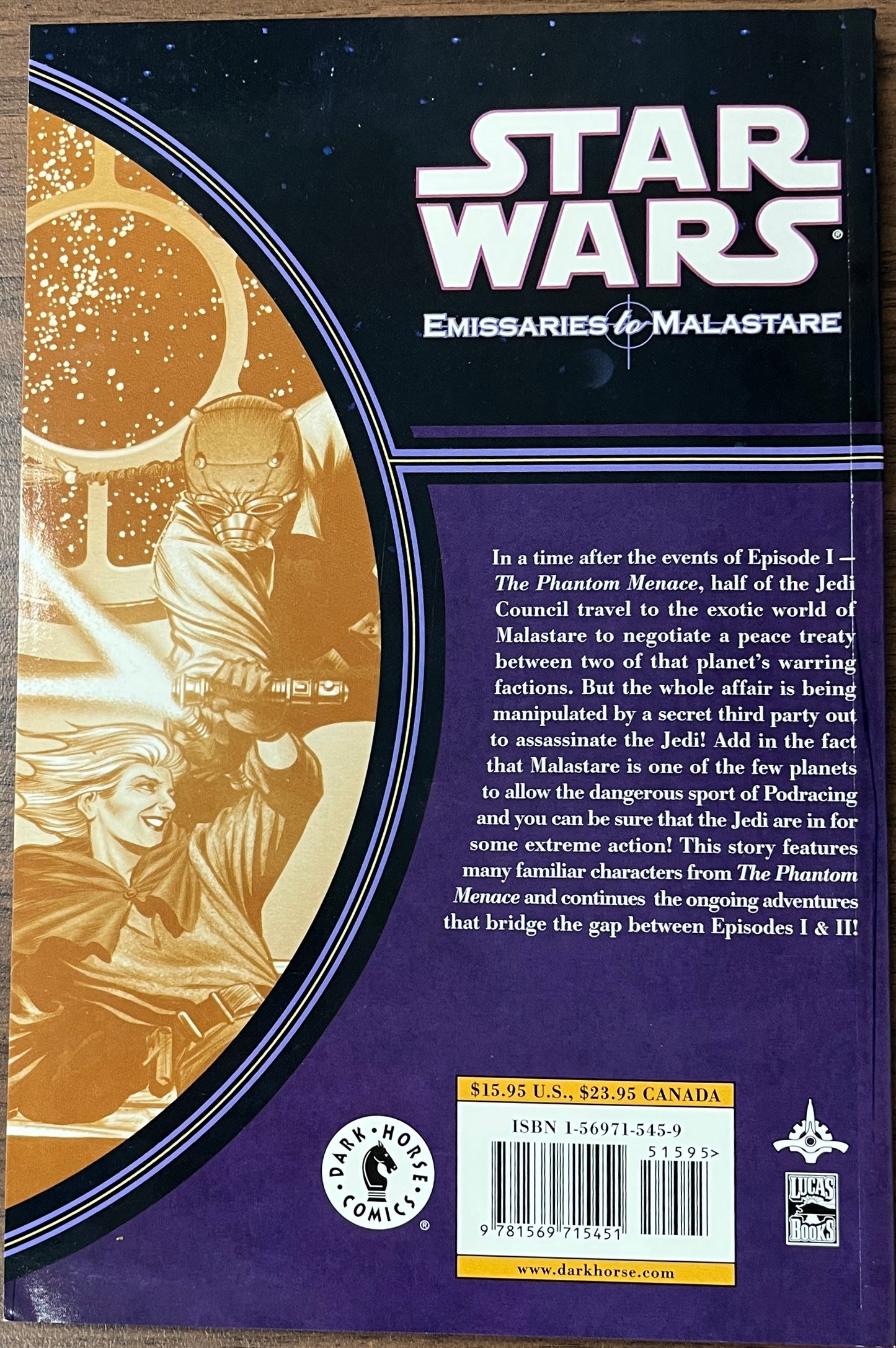 Star Wars Emissaries of Malastare Graphic Novel, 2001, 1st Print Dark Horse MINT