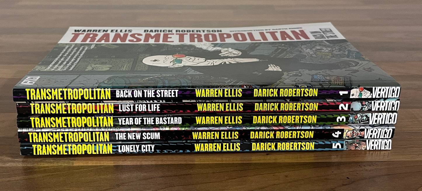 TRANSMETROPOLITAN Vols. 1 2 3 4 5 Warren Ellis Vertigo 1st Ed. 2009 TPB Vertigo