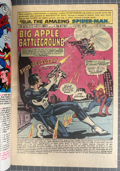 🔑 AMAZING SPIDER-MAN #175 [MARVEL COMICS] *PUNISHER & HITMAN ORIGIN* 1977 VF