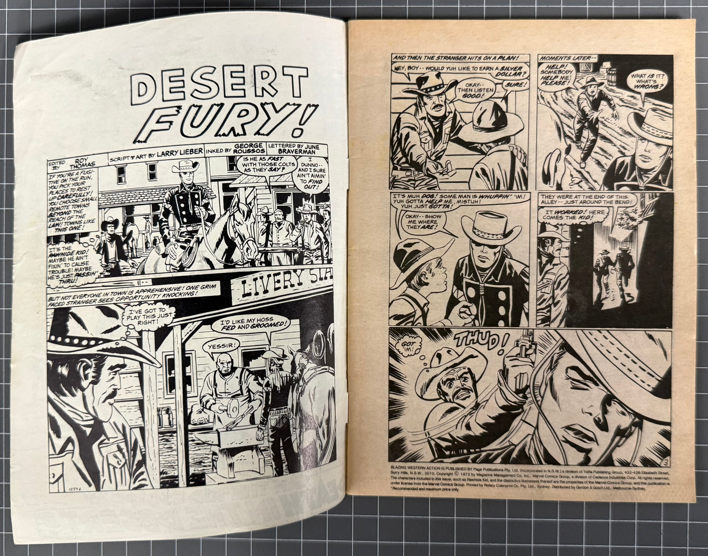 BLAZING WESTERN ACTION [YAFFA PUBLISHING] AUSTRALIAN MARVEL DIGEST COMIC 1983