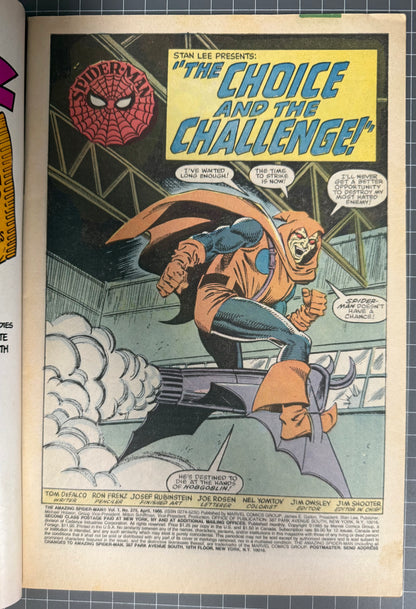🔑 AMAZING SPIDER-MAN #275 [MARVEL COMICS] *SPIDER-MAN ORIGIN RETOLD* 1986 FN/VF