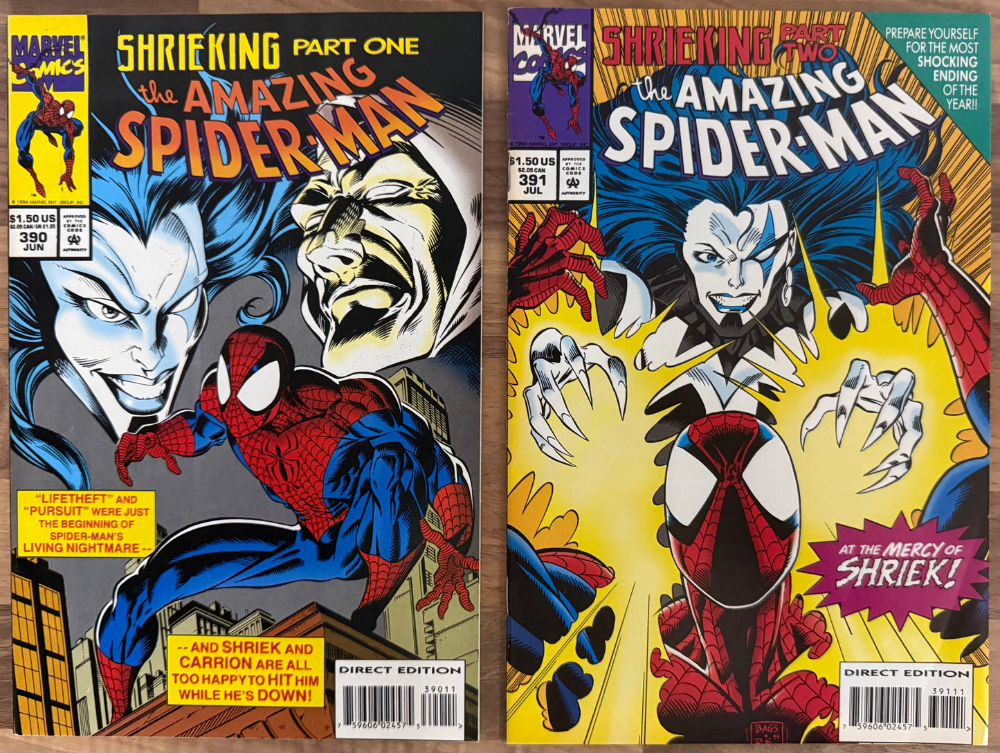 🔑 AMAZING SPIDER-MAN COMPLETE #390-397 [MARVEL COMICS] LOT 10 DIRECT HIGH GRADE
