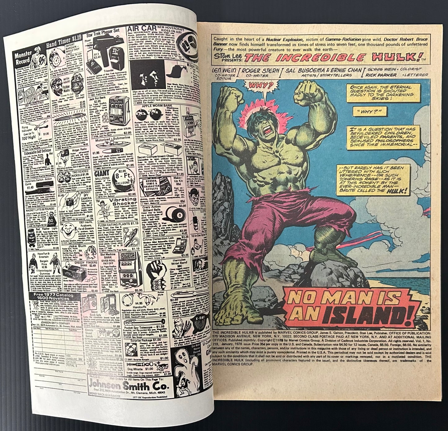 THE INCREDIBLE HULK #219 [MARVEL COMICS] NEWSSTAND 1978 FN/VF