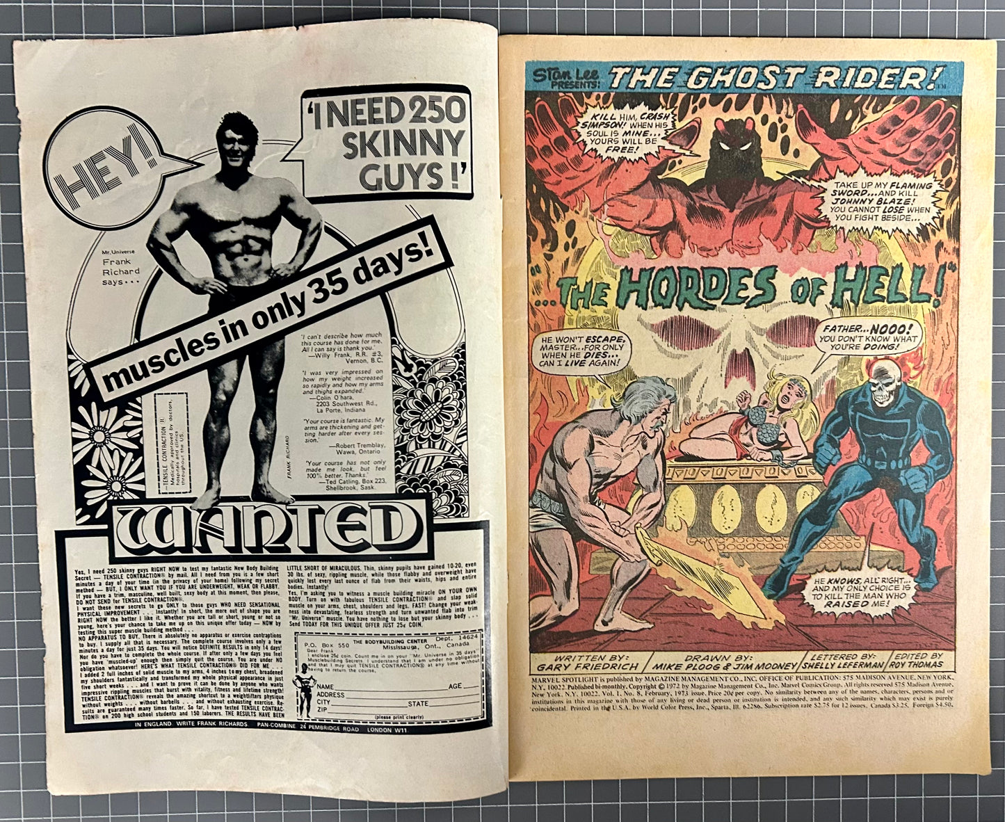 🔑 MARVEL SPOTLIGHT #8 [MARVEL COMICS] DIRECT *GHOST RIDER DEBUT* 1973 GD/VG