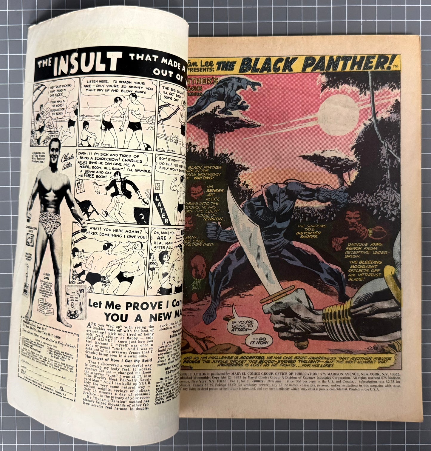 🔑 JUNGLE ACTION #8 [MARVEL COMICS] *ORIGIN BLACK PANTHER* 1974 GD