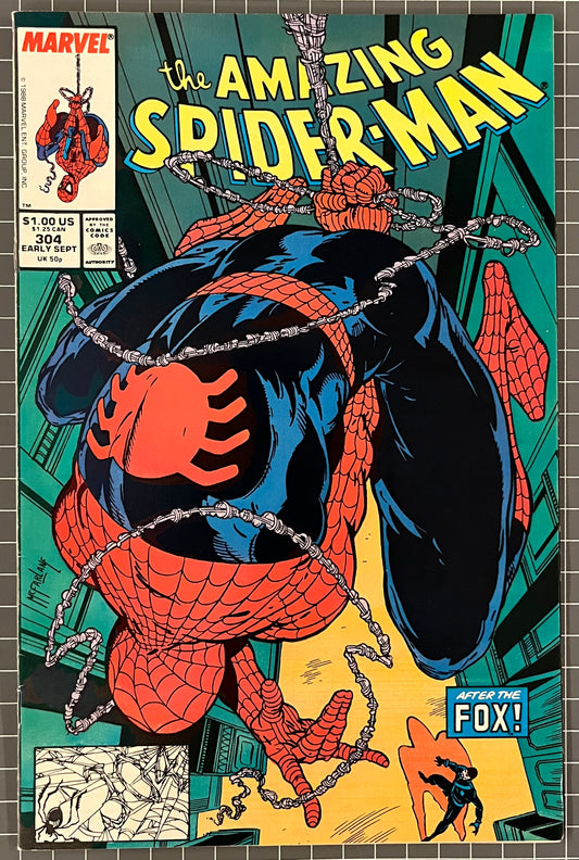 🔑 AMAZING SPIDER-MAN #304 [MARVEL COMICS] *RODD MCFARLANE COVER* 1988 VF