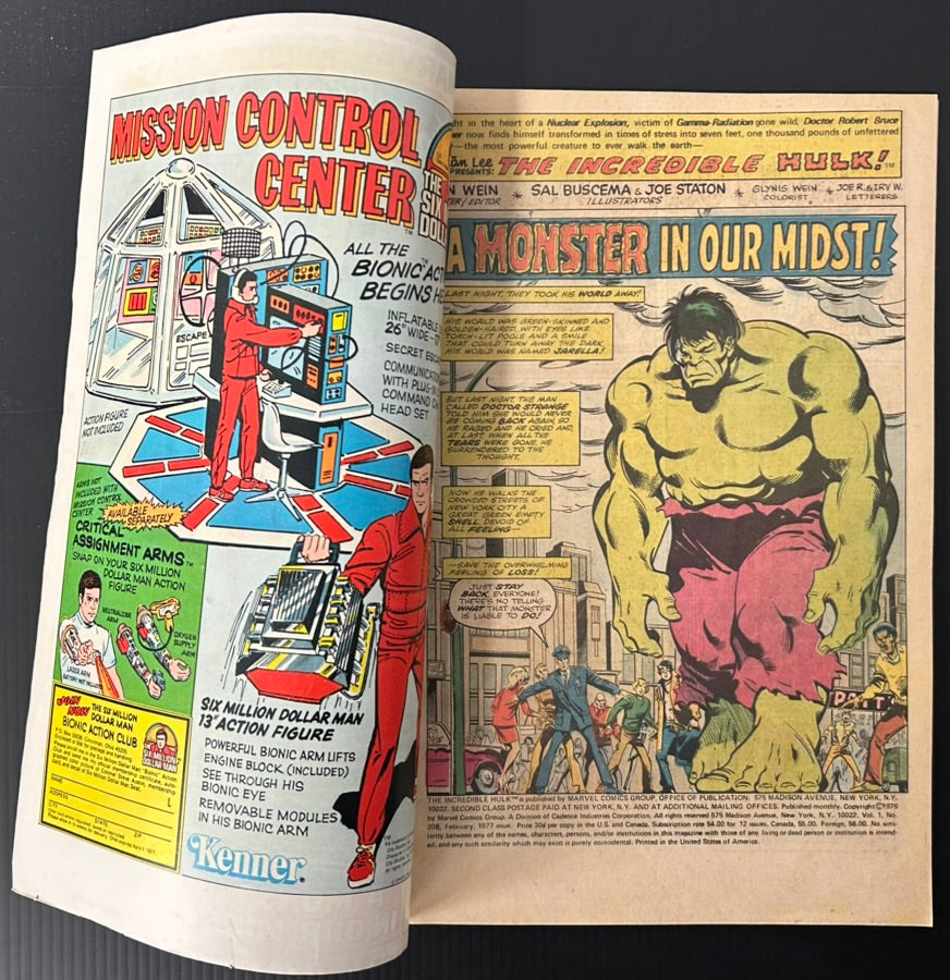 THE INCREDIBLE HULK #208 [MARVEL COMICS] NEWSSTAND 1977 FN/VF