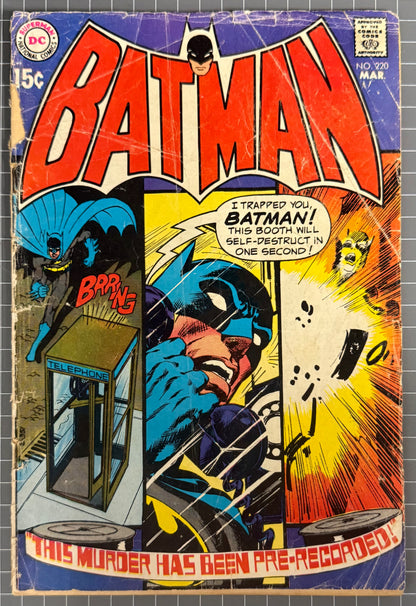 BATMAN #220 [DC COMICS] ***NEAL ADAMS COVER*** 1970 GD-