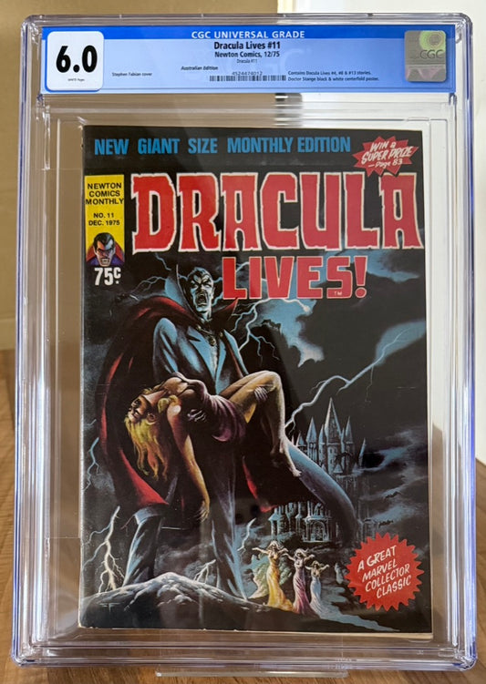 🔑 DRACULA LIVES #11 CGC 6.0 + POSTER [NEWTON COMICS] AUSTRALIAN MARVEL 1975