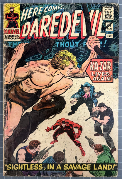 🔑 DAREVDEVIL #12 [MARVEL COMICS] DIRECT *DAREDEVIL MEETS KA-ZAR* 1966 GD