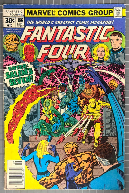 🔑 FANTASTIC FOUR #186 [MARVEL COMICS] *SALEM'S SEVEN DEBUT* 1977 VG/FN