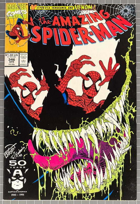 🔑 AMAZING SPIDER-MAN #346 [MARVEL COMICS] DIRECT *ERIK LARSEN COVER* 1991 VF