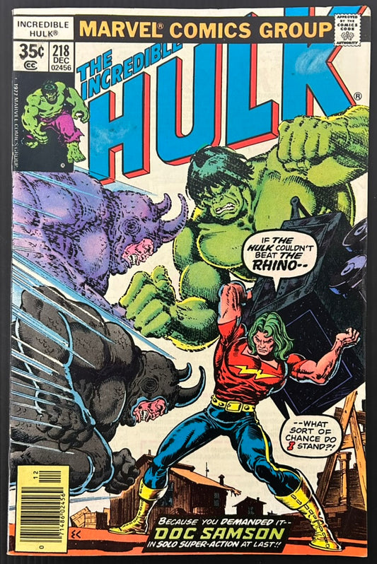 THE INCREDIBLE HULK #218 [MARVEL COMICS] NEWSSTAND 1977 FN+