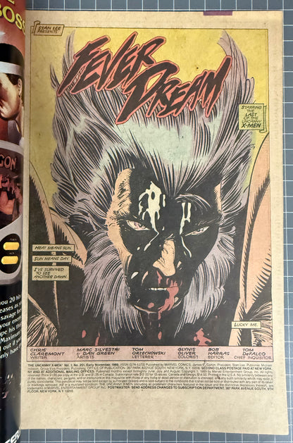 🔑 UNCANNY X-MEN #251 [MARVEL COMICS] DIRECT 1989 FN/VF